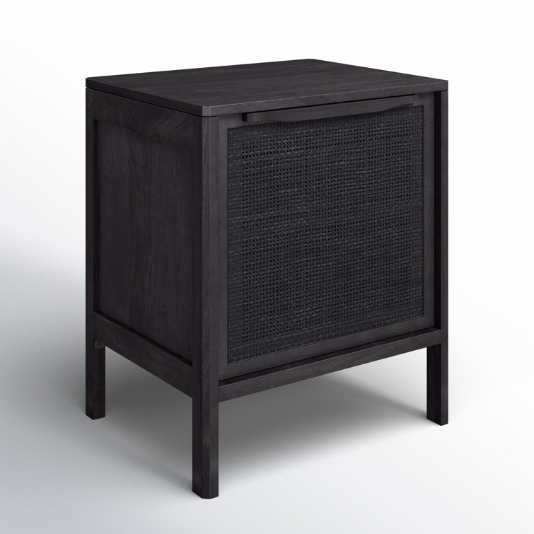 Coastal Elegance Blackwashed Mango Wood & Woven Cane Nightstand