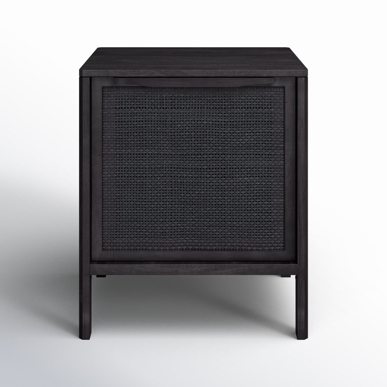 Coastal Elegance Blackwashed Mango Wood & Woven Cane Nightstand
