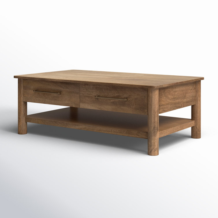 Rustic Brown Solid Wood Coffee Table with Storage
