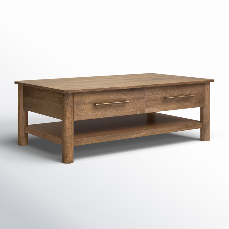 Rustic Brown Solid Wood Coffee Table with Storage