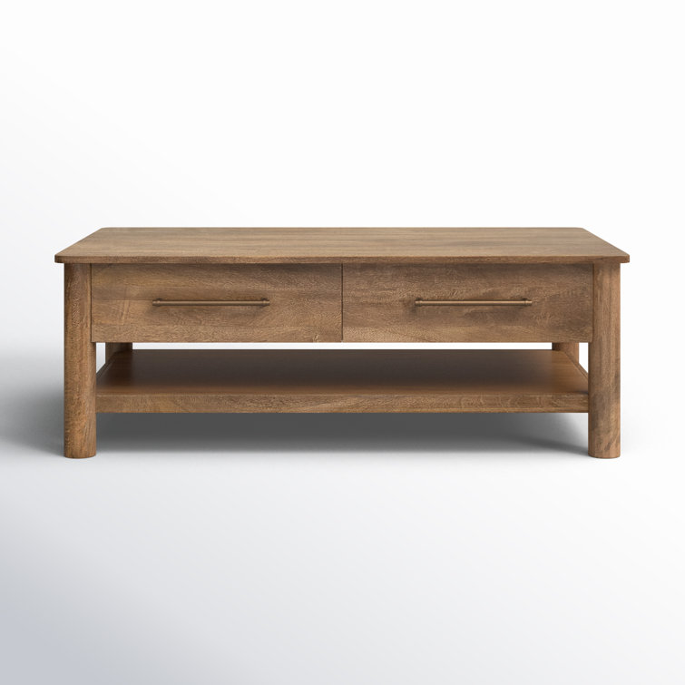 Rustic Brown Solid Wood Coffee Table with Storage