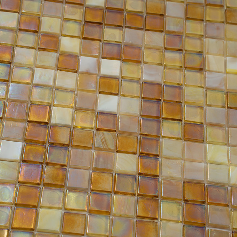 Golden Iridescent Glass Mosaic Wall and Floor Tile