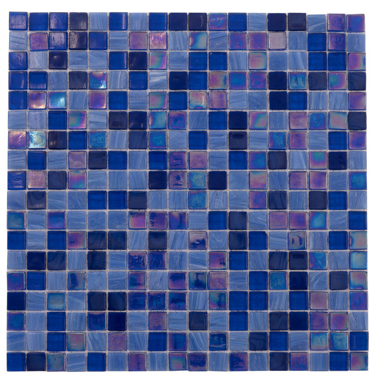 Mingles 11.6" x 11.6" Glossy Blue Glass Mosaic Tile