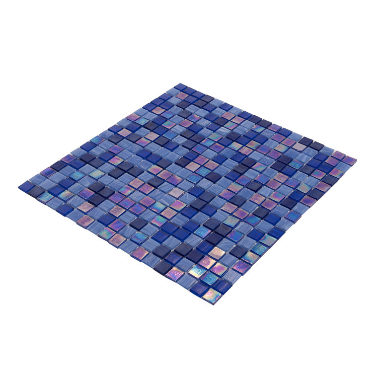 Mingles 11.6" x 11.6" Glossy Blue Glass Mosaic Tile