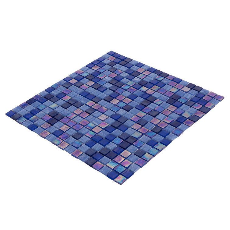 Mingles 11.6" x 11.6" Glossy Blue Glass Mosaic Tile