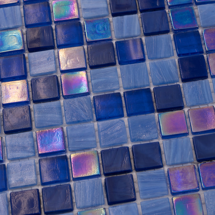 Mingles 11.6" x 11.6" Glossy Blue Glass Mosaic Tile