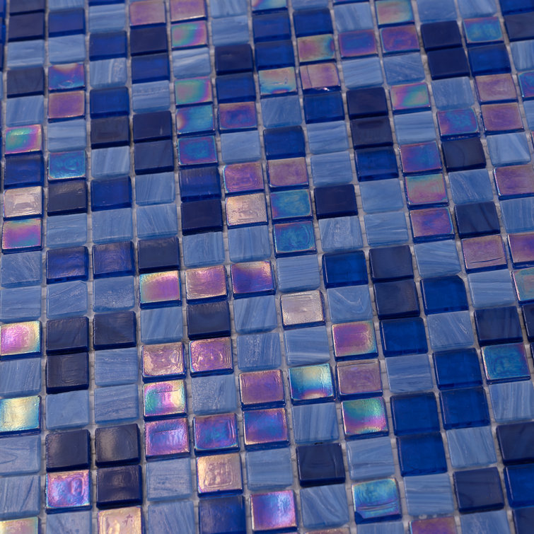 Mingles 11.6" x 11.6" Glossy Blue Glass Mosaic Tile