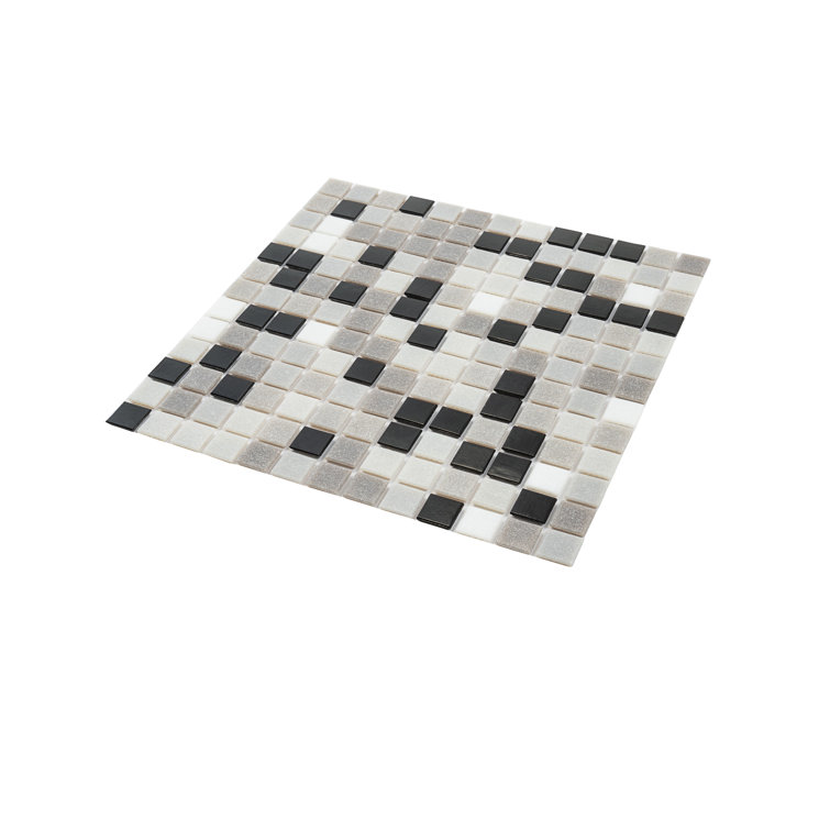 12" x 12" Black and Gray Glass Mosaic Tile