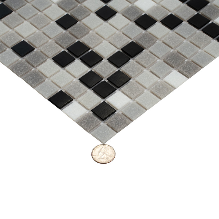 12" x 12" Black and Gray Glass Mosaic Tile