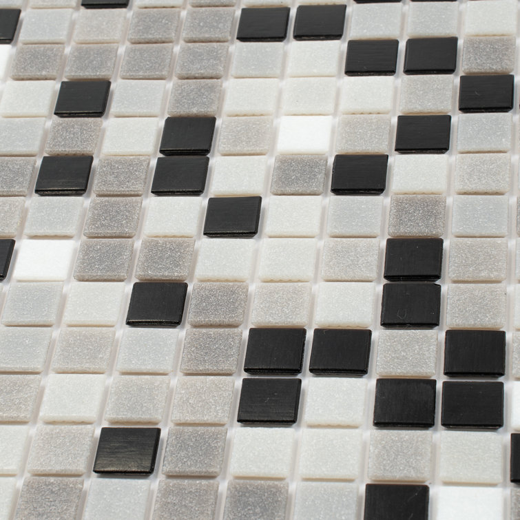 12" x 12" Black and Gray Glass Mosaic Tile