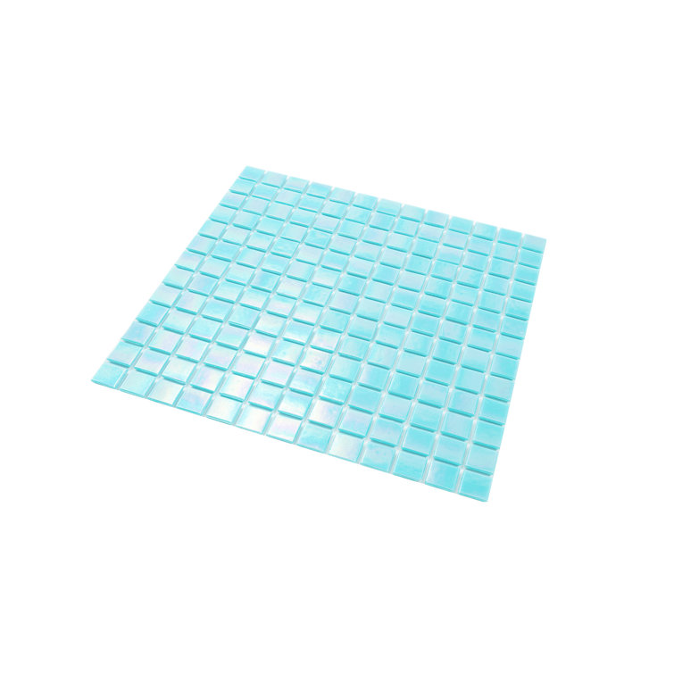 Sky Blue Iridescent Glass Mosaic Wall and Floor Tile