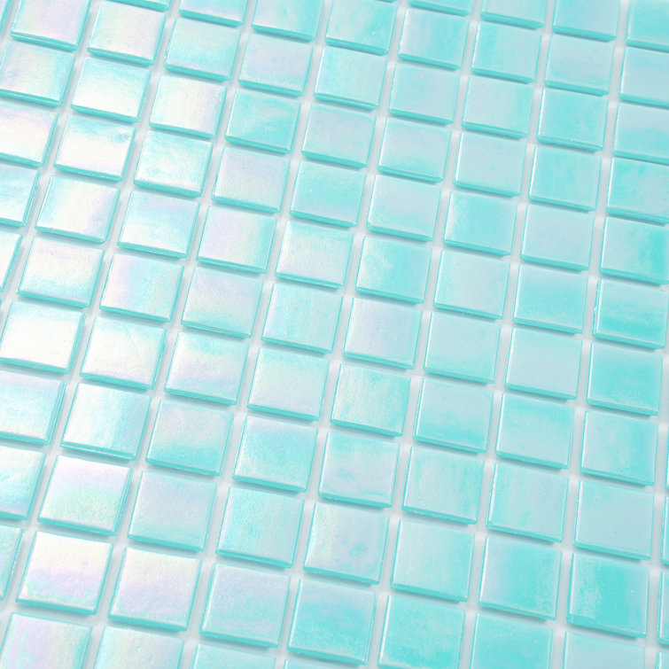 Sky Blue Iridescent Glass Mosaic Wall and Floor Tile