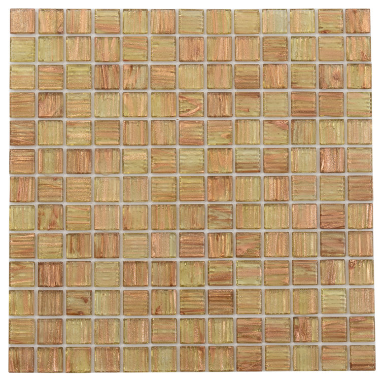 Tortilla Brown Iridescent Glass Mosaic Wall and Floor Tile