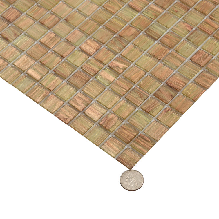 Tortilla Brown Iridescent Glass Mosaic Wall and Floor Tile