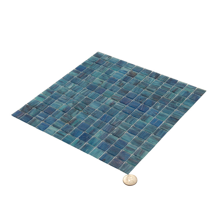 Celestial Sea Blue Glossy Glass Mosaic Wall and Floor Tile