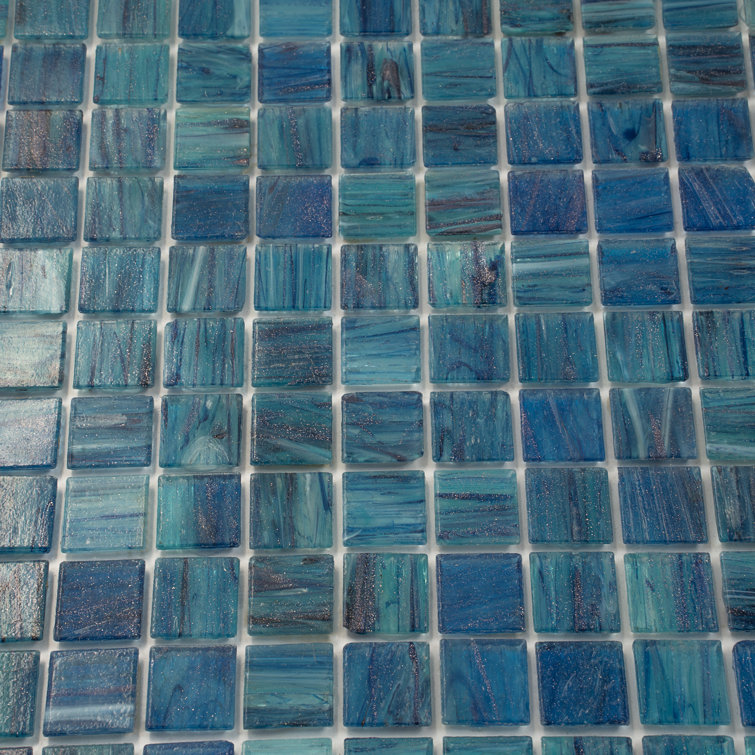 Celestial Sea Blue Glossy Glass Mosaic Wall and Floor Tile