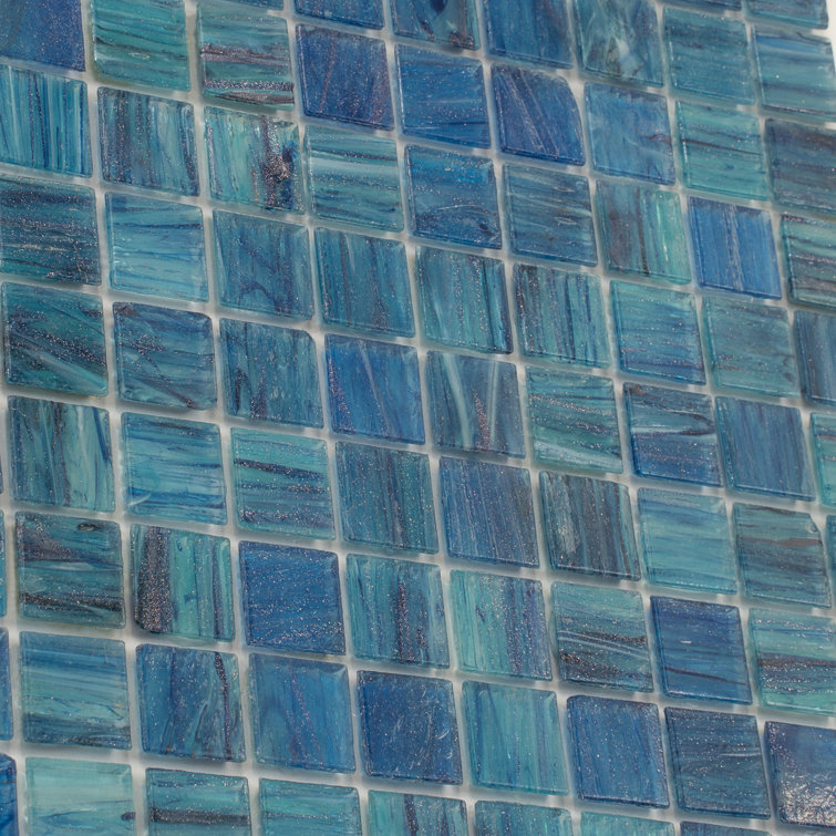 Celestial Sea Blue Glossy Glass Mosaic Wall and Floor Tile