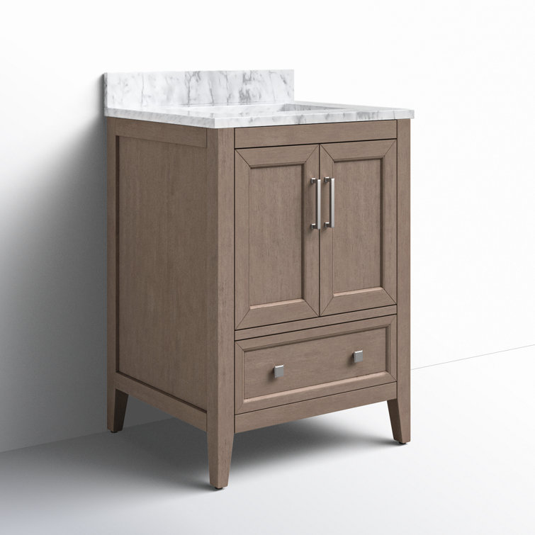 Gray Oak 25" Single Vanity with Carrara White Marble Top