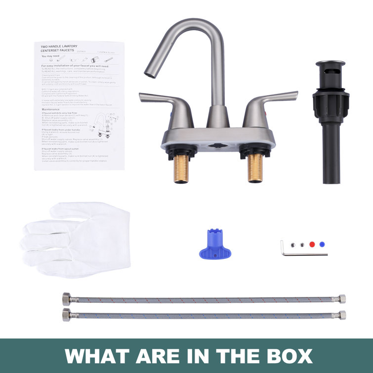 Brushed Nickel Double Handle Mid Arc Bathroom Faucet