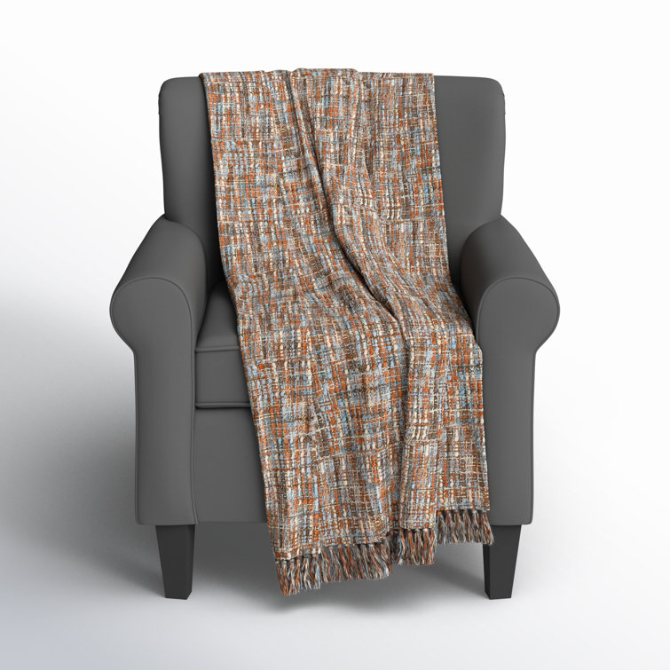 Rust and Ivory Geometric Pattern Acrylic Throw Blanket