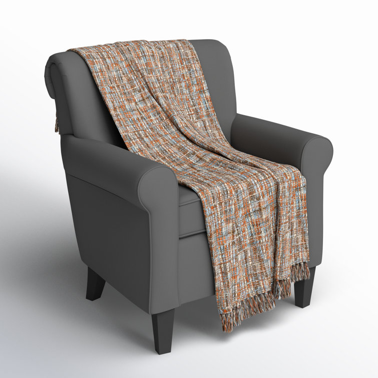 Rust and Ivory Geometric Pattern Acrylic Throw Blanket