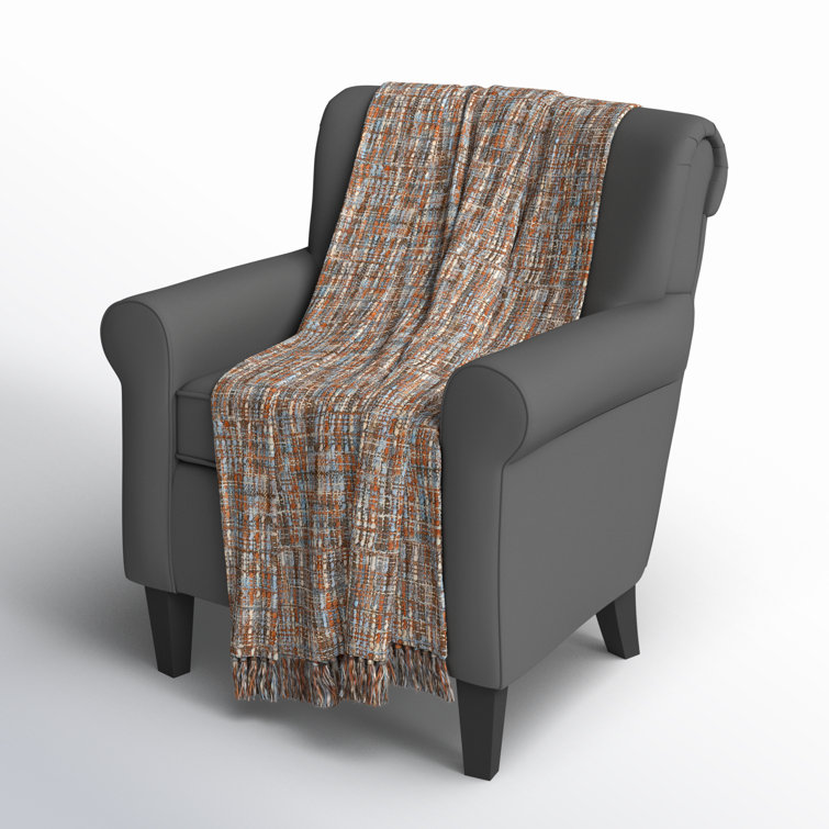 Rust and Ivory Geometric Pattern Acrylic Throw Blanket