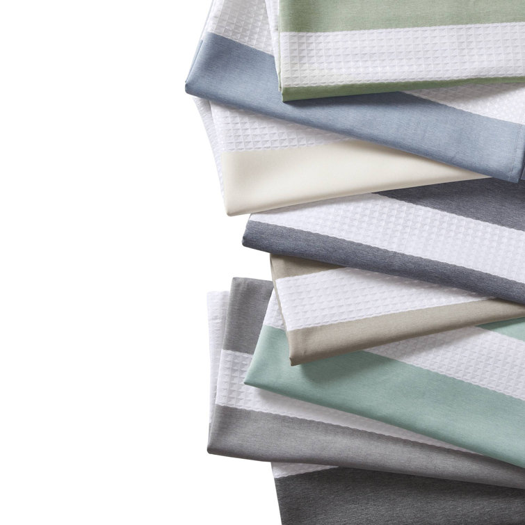 Charcoal and White Waffle Weave Fabric Shower Curtain, 72x72