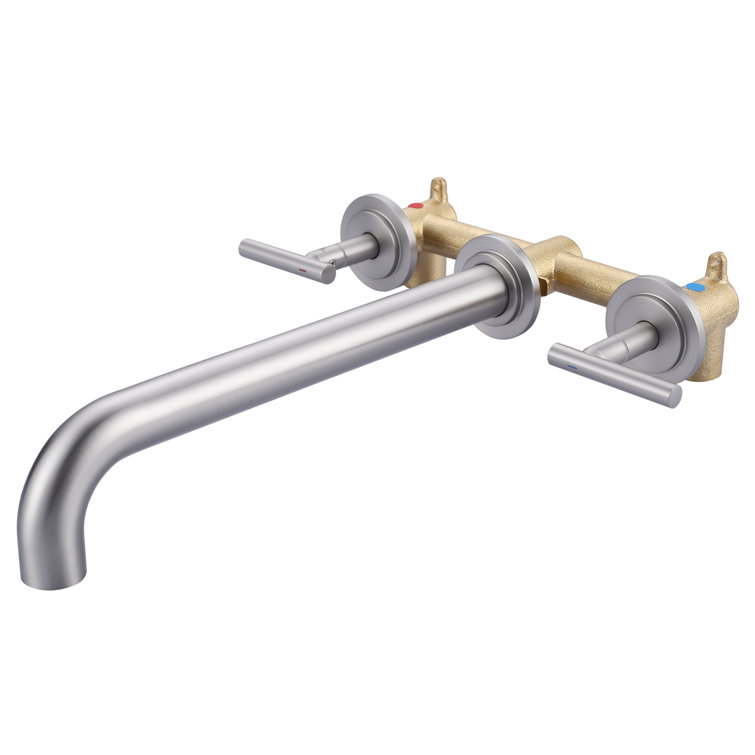 Brushed Nickel Double Handle Wall Mounted Roman Tub Faucet