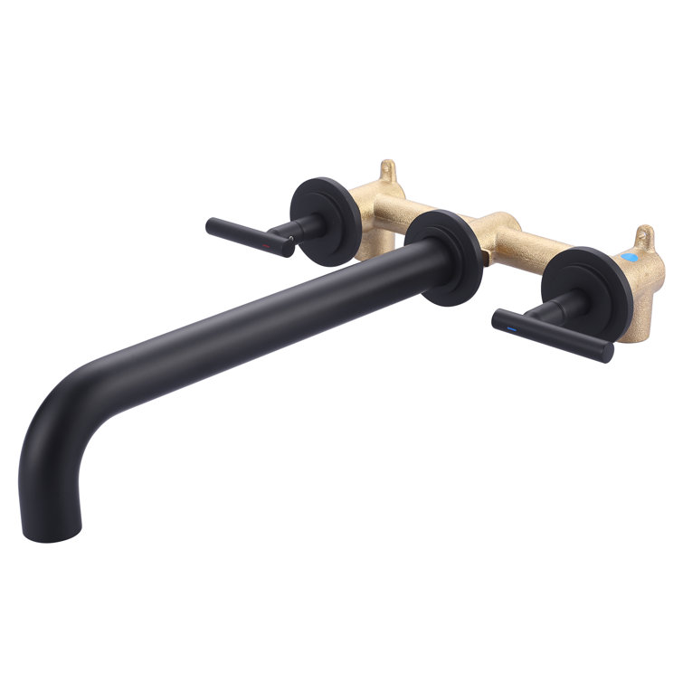 Matte Black Wall Mounted Double Handle Roman Tub Faucet