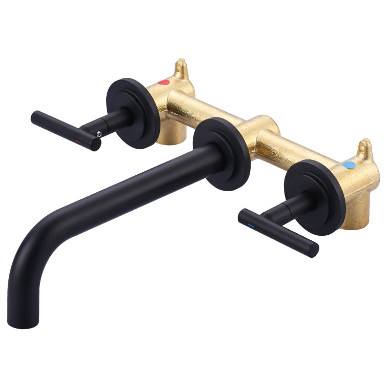 Matte Black Brass Wall Mounted Roman Tub Faucet with Lever Handles