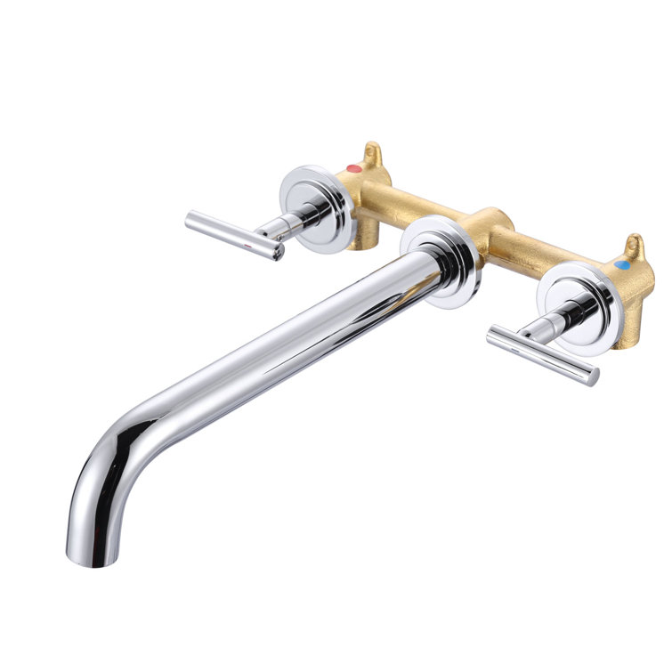 Chrome Double Handle Wall Mounted Roman Tub Faucet