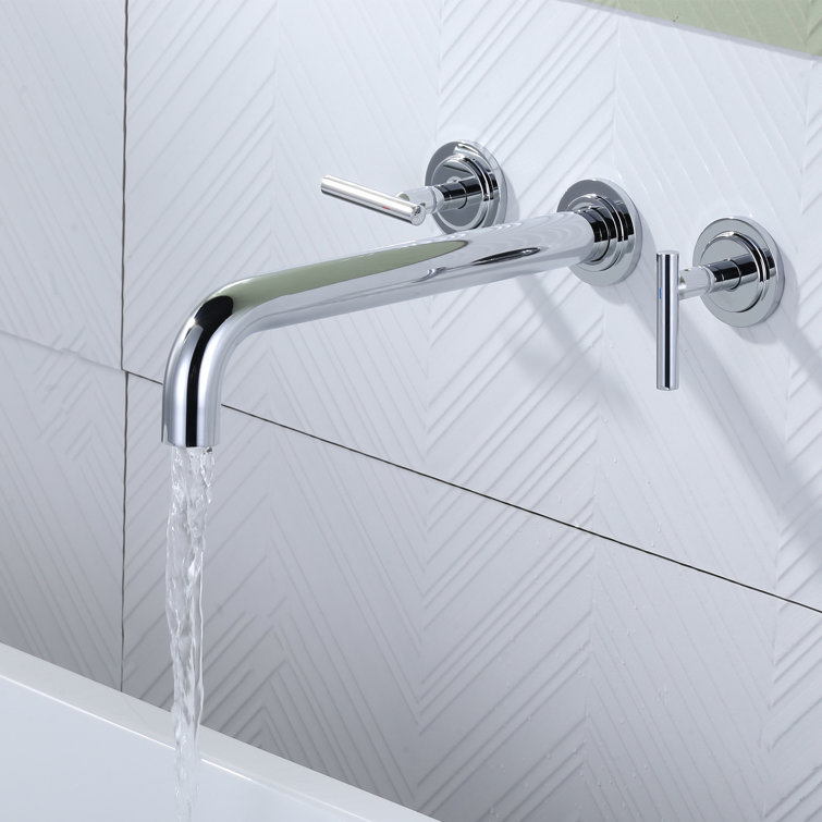 Chrome Double Handle Wall Mounted Roman Tub Faucet
