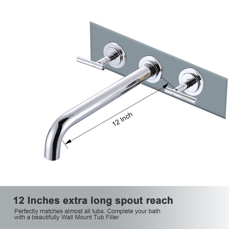 Chrome Double Handle Wall Mounted Roman Tub Faucet