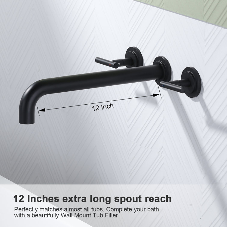 Matte Black Wall Mounted Double Handle Roman Tub Faucet