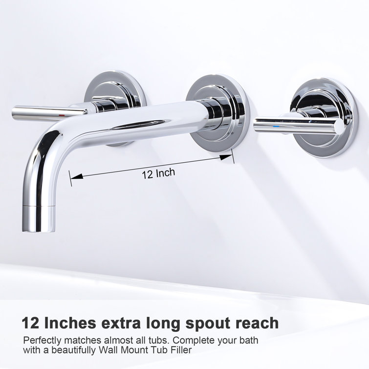 Chrome Double Handle Wall Mounted Tub Faucet