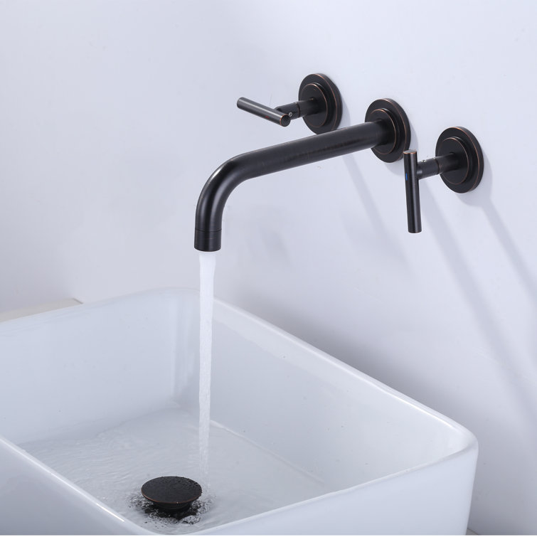 Oil Rubbed Bronze Wall Mounted Double Handle Tub Faucet