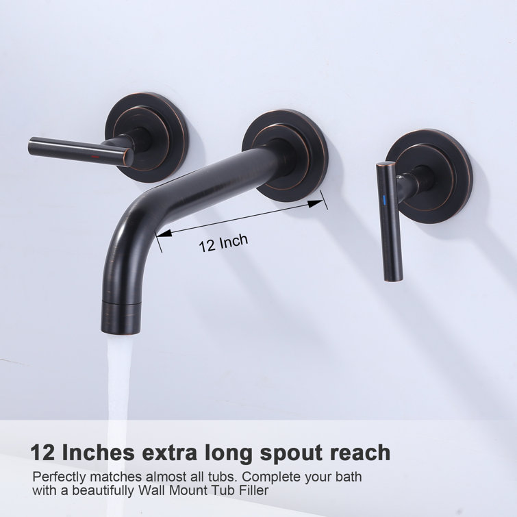 Oil Rubbed Bronze Wall Mounted Double Handle Tub Faucet