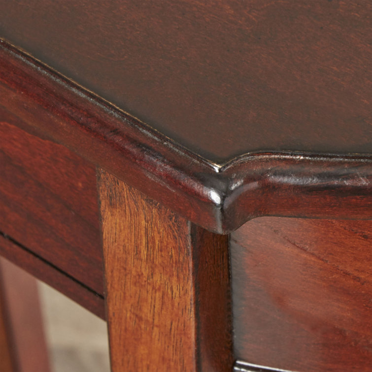 Cherry Wood Demilune Console Table with Storage