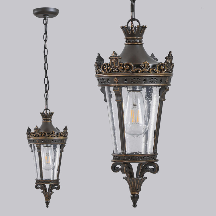 Vintage Coffee and Gold Aluminum Outdoor Hanging Lantern