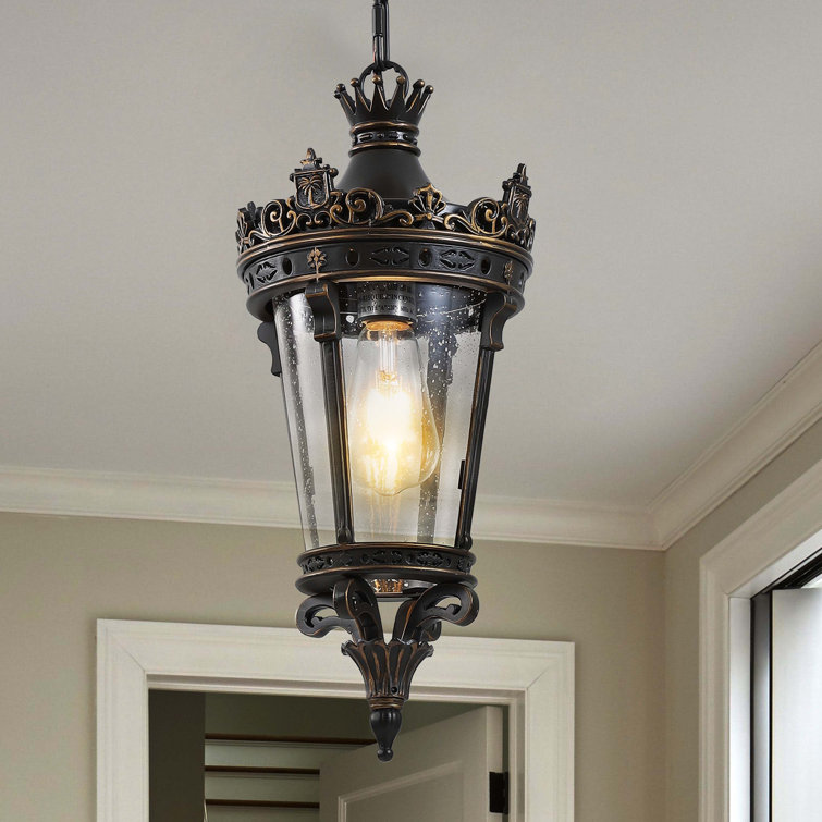 Vintage Coffee and Gold Aluminum Outdoor Hanging Lantern