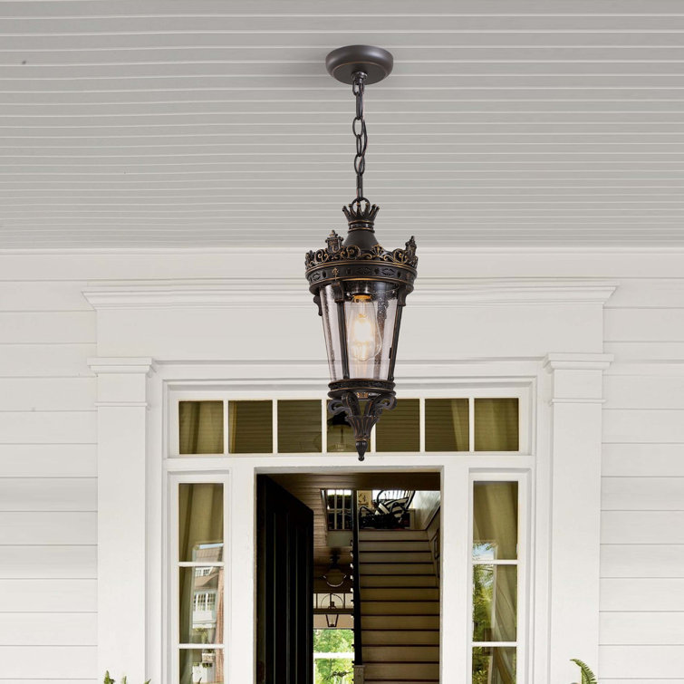 Vintage Coffee and Gold Aluminum Outdoor Hanging Lantern