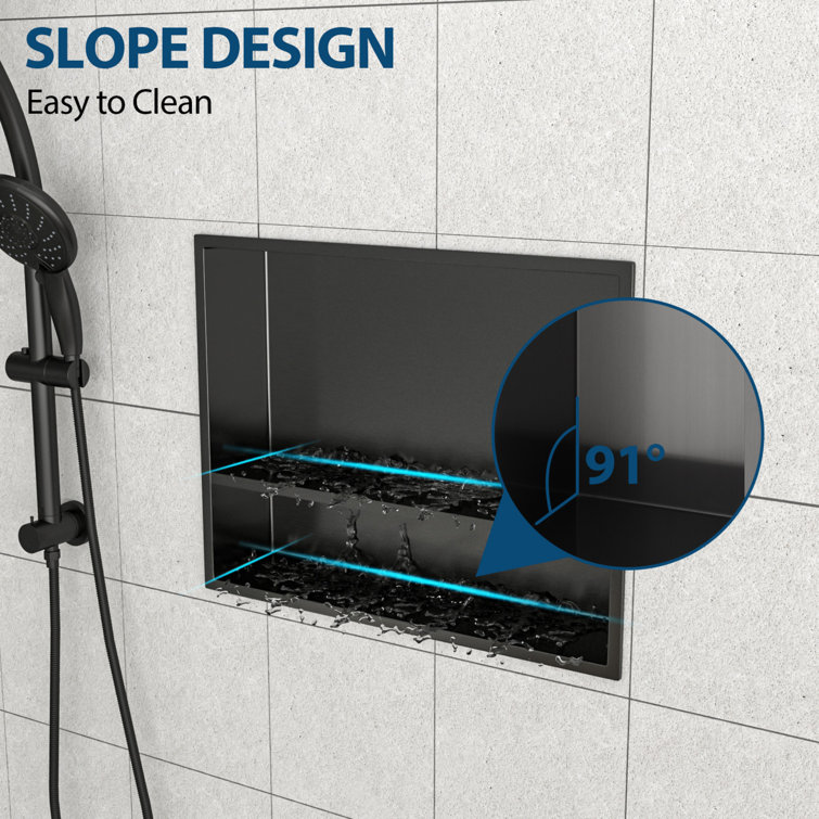 19" x 15" Gunmetal Black Stainless Steel Shower Niche
