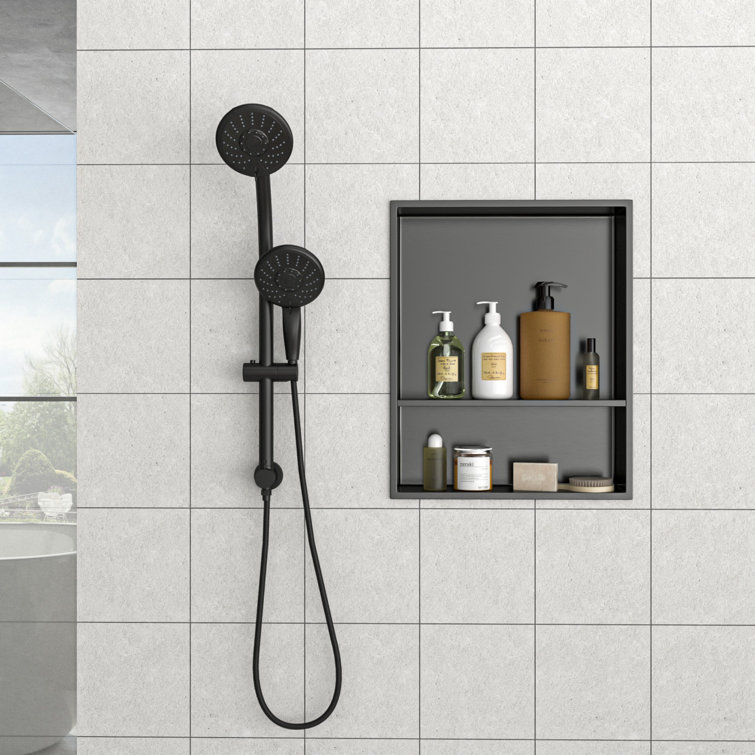 15" Gunmetal Black Stainless Steel Recessed Shower Niche