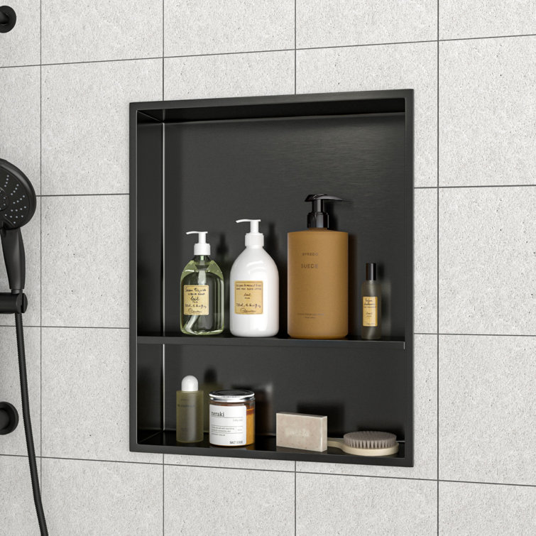 15" Gunmetal Black Stainless Steel Recessed Shower Niche