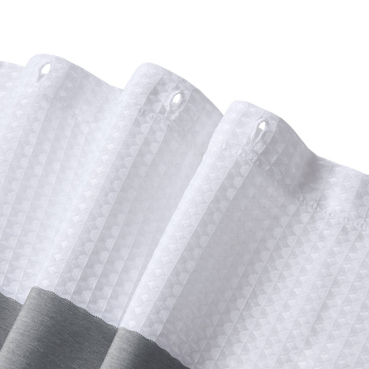 Charcoal and White Waffle Weave Fabric Shower Curtain, 72x72