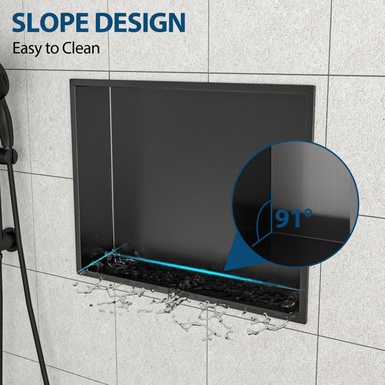 15" Gunmetal Black Stainless Steel Recessed Shower Niche