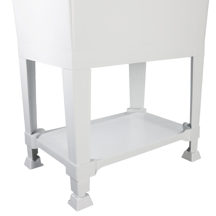 30'' White Freestanding Utility Sink with Stainless Steel Faucet