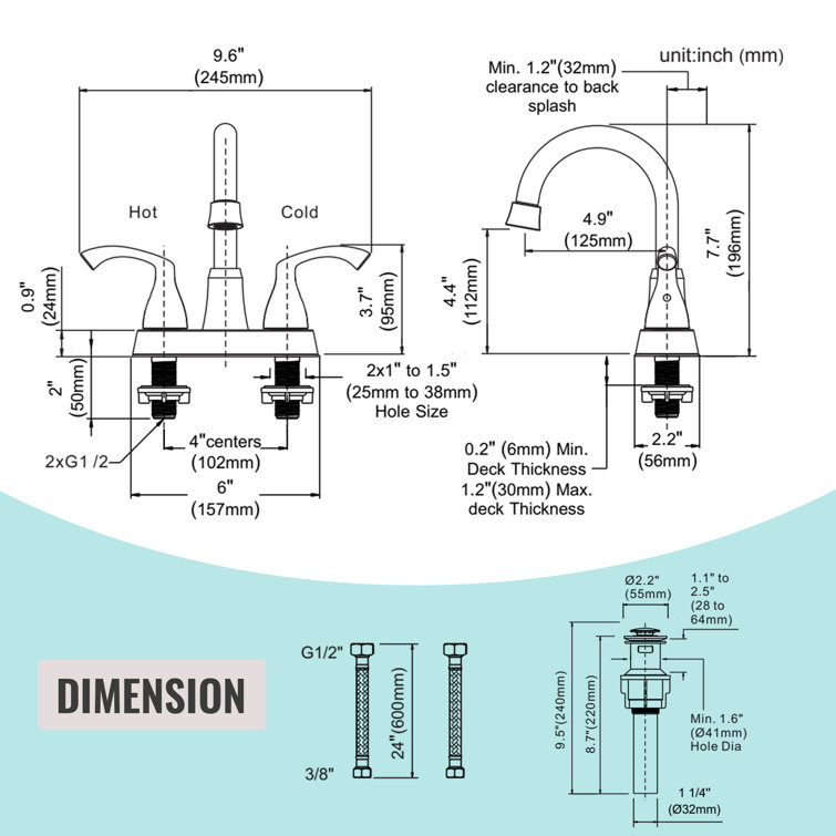 Polished Chrome Double Handle High Arc Bathroom Faucet