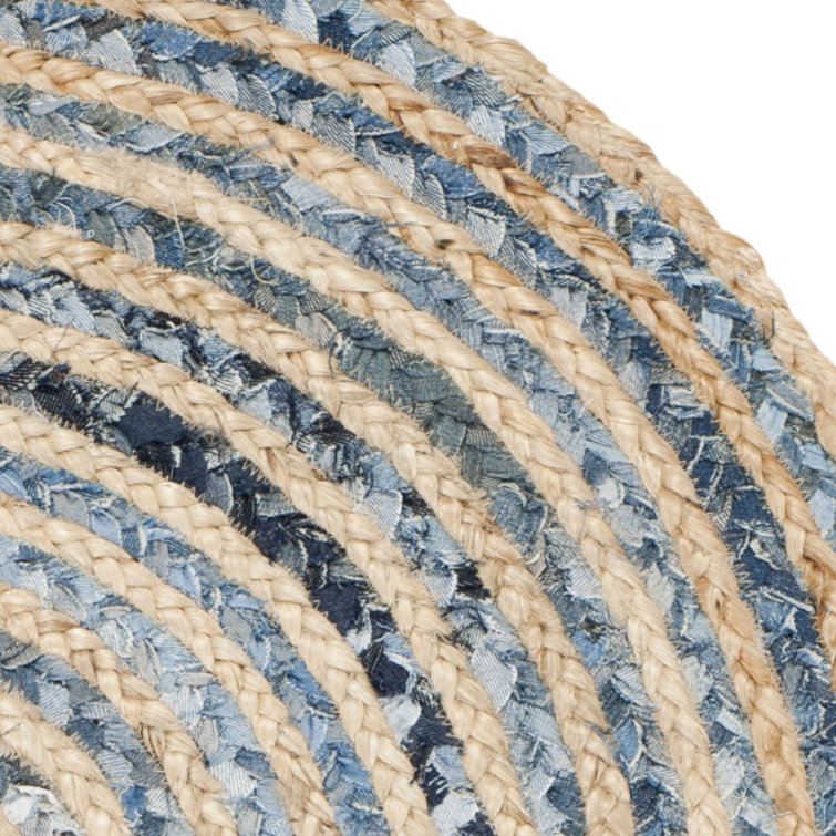 Cape Cod Blue and Natural Oval Jute Area Rug 3' x 5'