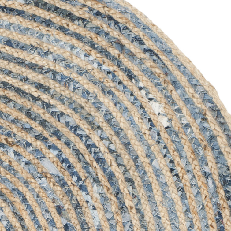 Cape Cod Blue and Natural Oval Jute Area Rug 3' x 5'